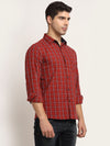 Cantabil Men Cotton Checkered Maroon Full Sleeve Casual Shirt for Men with Pocket (6713049383051)