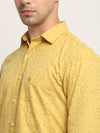 Cantabil Men Cotton Printed Yellow Full Sleeve Casual Shirt for Men with Pocket (6713183043723)