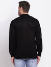 Cantabil Striped Black Full Sleeves Mock Collar Regular Fit Casual Sweater for Men