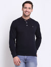 Cantabil MenBand Collar Full Sleeves Winter Wear Navy T-Shirt