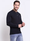 Cantabil MenBand Collar Full Sleeves Winter Wear Navy T-Shirt