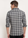 Cantabil Men Cotton Checkered Grey Melange Full Sleeve Casual Shirt for Men with Pocket (6718277976203)