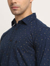 Cantabil Men Cotton Printed Navy Blue Full Sleeve Casual Shirt for Men with Pocket (6713284231307)