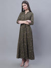 Cantabil Women Green Printed Dress (7136100483211)