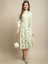 Cantabil Women Cream Printed Dress (7121569218699)