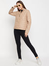 Cantabil Beige Full Sleeves Mock Collar Casual Jacket for Women