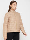 Cantabil Beige Full Sleeves Mock Collar Casual Jacket for Women