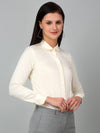 Cantabil Women's Solid Off White Formal Shirt