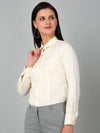 Cantabil Women's Solid Off White Formal Shirt