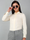 Cantabil Women's Solid Off White Formal Shirt