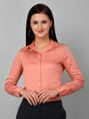 Cantabil Women's Solid Peach Formal Shirt
