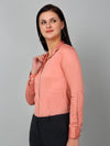 Cantabil Women's Solid Peach Formal Shirt