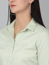 Cantabil Women's Solid Light Green Formal Shirt