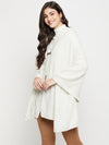 Cantabil Women Off White Self Design Woolen Stole with Hook Closure