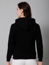 Cantabil Solid Black Full Sleeves Regular Fit Casual Sweatshirt with Hoodie For Women