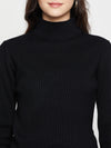 Cantabil Women Black Self Design Casual Sweater