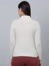 Cantabil Women Off White Self Design Casual Sweater