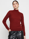 Cantabil Women Rust Self Design Casual Sweater