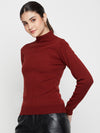 Cantabil Women Rust Self Design Casual Sweater