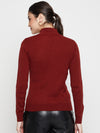 Cantabil Women Rust Self Design Casual Sweater