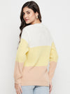 Cantabil Women Off White Color blocked Casual Sweater