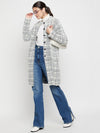 Cantabil Women Off White Checkered Casual Sweater