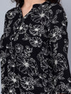 Cantabil Women Black Floral Printed 3/4th Sleeves Casual Tunic (7153686577291)