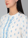 Cantabil Women's White Printed Three-Quarter Sleeves Tunic