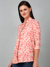 Cantabil Women's Dark Pink Printed Three-Quarter Sleeves Tunic