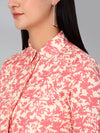 Cantabil Women's Dark Pink Printed Three-Quarter Sleeves Tunic