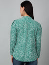 Cantabil Women's Green Printed Full Sleeves Tunic