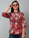 Cantabil Women's Mulicolor Printed Three-Quarter Sleeves Tunic
