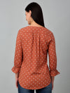 Cantabil Women's Brown Polka Dot Printed Casual Top
