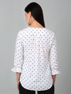 Cantabil Women's Off White Polka Dot Printed Casual Top
