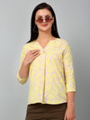 Cantabil Women's Yellow Abstract Printed Casual Top