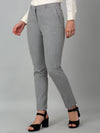 Cantabil Grey Solid Non-Pleated Formal Trouser For Women