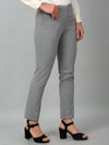 Cantabil Grey Solid Non-Pleated Formal Trouser For Women