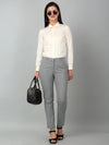 Cantabil Grey Solid Non-Pleated Formal Trouser For Women