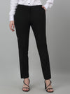 Cantabil Women's Black Solid Non-Pleated Formal Trouser For Summer