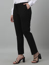 Cantabil Women's Black Solid Non-Pleated Formal Trouser For Summer