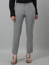 Cantabil Women's Grey Solid Non-Pleated Formal Trouser For Summer