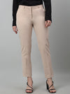 Cantabil Women's Beige Solid Non-Pleated Formal Trouser For Summer