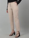 Cantabil Women's Beige Solid Non-Pleated Formal Trouser For Summer