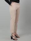 Cantabil Women's Beige Solid Non-Pleated Formal Trouser For Summer