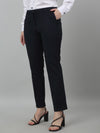 Cantabil Women's Navy Blue Solid Non-Pleated Formal Trouser For Summer