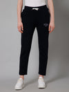 Cantabil Navy Blue Solid Fleece Regular Fit Track Pant for Women