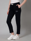 Cantabil Navy Blue Solid Fleece Regular Fit Track Pant for Women