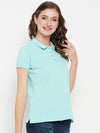 Cantabil Women Aqua Polo Collar T-Shirt (7135565971595)