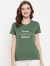 Cantabil Women Green Round Neck T-Shirt (7135529271435)