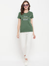 Cantabil Women Green Round Neck T-Shirt (7135529271435)